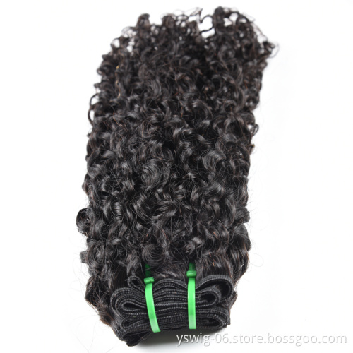 Wholesale Virgin Pixie Curls Double Drawn Pixie Curls Human Hair,  Peruvian Hair Bundles With Closure Grade 12A Pixel Curly Hair